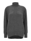 Brunello Cucinelli Sequin-embellished Roll-neck Jumper In Grey