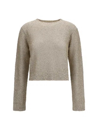 Brunello Cucinelli Sequin-embellished Linen Sweater In Neutral