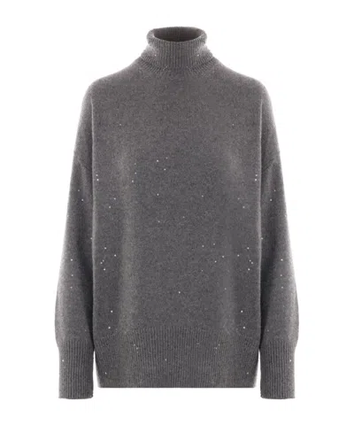 BRUNELLO CUCINELLI SEQUIN-TRIMMED TURTLENECK SWEATER