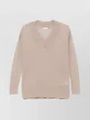 Brunello Cucinelli Sequin V-neck Sweater Blend Silk Linen In Neutrals