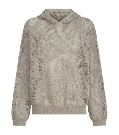 Brunello Cucinelli Sequin-detail Hoodie In Brown