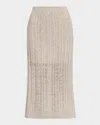 Brunello Cucinelli Sequined Cable Knit Body-con Midi Skirt In Beige Freddo