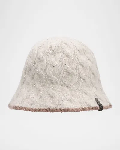 Brunello Cucinelli Sequined Cable Knit Bucket Hat
