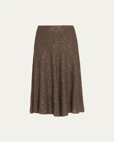 BRUNELLO CUCINELLI SEQUINED CASHMERE MIDI SKIRT
