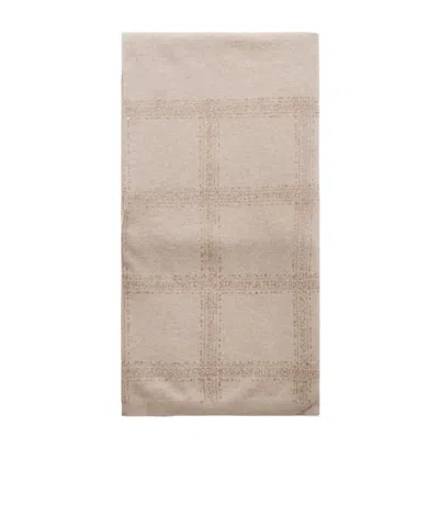 Brunello Cucinelli Sequined Checked Wool, Cashmere And Silk-blend Scarf In Brown