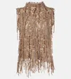 Brunello Cucinelli Sequined Cotton-blend Top In Metallic
