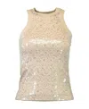 Brunello Cucinelli Sequined Cotton Tank Top In Nude