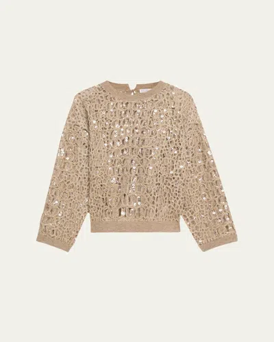 Brunello Cucinelli Sequined Crocco-effect Embroidered Mohair Wool Sweater
