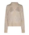 Brunello Cucinelli Sequined High-neck Jumper In Nude