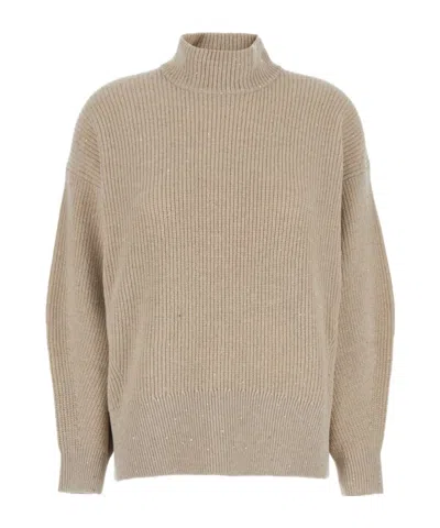 BRUNELLO CUCINELLI BRUNELLO CUCINELLI LUREX HIGH NECK OVERSIZED PULLOVER