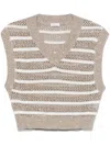 Brunello Cucinelli Sequined Knitted Vest In Nude