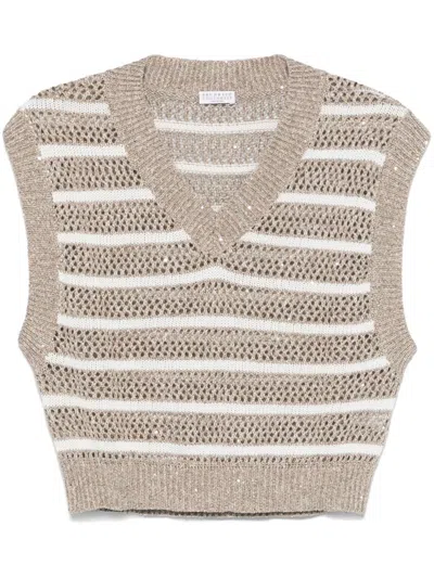BRUNELLO CUCINELLI BRUNELLO CUCINELLI V-NECK KNITTED VEST