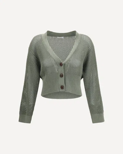 Brunello Cucinelli Sequined Mesh Cardigan In Gray