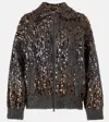 Brunello Cucinelli Sequined Mohair-blend Zip-up Sweater In Gray