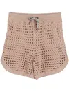 Brunello Cucinelli Sequined Open-knit Shorts In Pink
