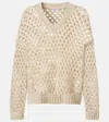 Brunello Cucinelli 'rustic Dazzling Net' Sweater In Beige