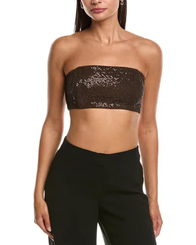 Brunello Cucinelli Sequined Silk Bandeau Top In Brown