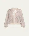 Brunello Cucinelli Sequined Silk Organza Bomber Jacket In Brown