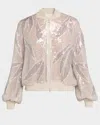 Brunello Cucinelli Sequined Silk Organza Bomber Jacket In Neutral