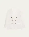 Brunello Cucinelli Sequined Stripe Double-breasted Organza Jacket In Bianco