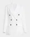 Brunello Cucinelli Sequined Stripe Double-breasted Organza Jacket In Bianco