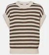 Brunello Cucinelli Sequined Striped Cotton-blend Sweater Vest