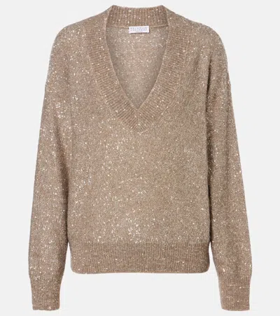 Brunello Cucinelli Sequined Sweater In Multi