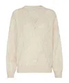 Brunello Cucinelli Mohair-blend Argyle Embroidery Sweater In Nude
