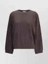 Brunello Cucinelli Sequined Vertical Striped Knitwear In Brown