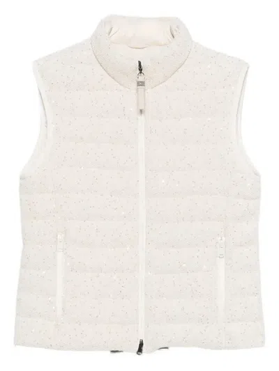 Brunello Cucinelli Sequined Vest In Brown