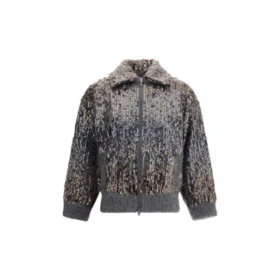 Brunello Cucinelli Sequined Women's Cardigan In Gray