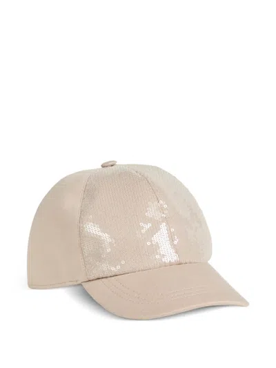 Brunello Cucinelli Kids' Sequin-embellished Baseball Cap In Neutral