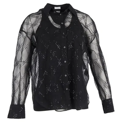 Brunello Cucinelli Sequin-embellished Blouse In Black Silk