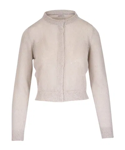 Brunello Cucinelli Sequin-embellished Cardigan In Neutral