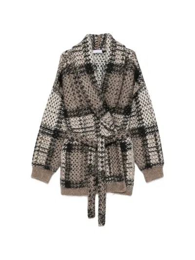 Brunello Cucinelli Sequin-embellished Checked Cardigan In Multi