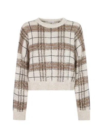 Brunello Cucinelli Plaid-pattern Sequin-embellishment Sweater In Multi