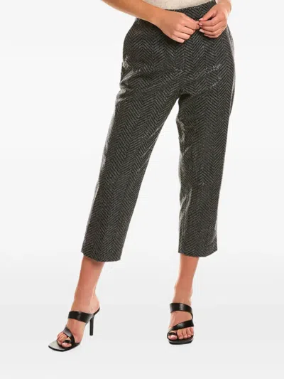 Brunello Cucinelli Sequin-embellished Chevron-pattern Cropped Trousers In Black