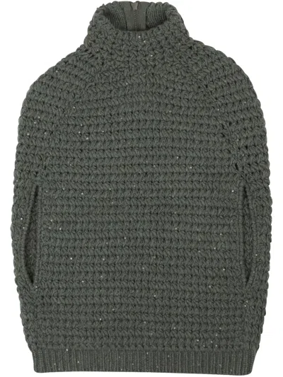 Brunello Cucinelli Sequin-embellished Cocoon Sweater In Green