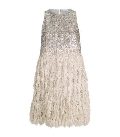 Brunello Cucinelli Sequin-embellished Dégradé Mini Dress In Grey