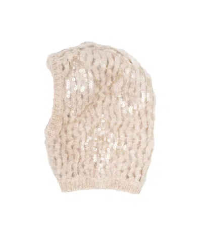 Brunello Cucinelli Sequin-embellished Knit Balaclava In Neutral