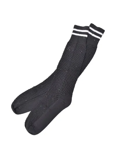 Brunello Cucinelli Sequin-embellished Knit Socks In Black