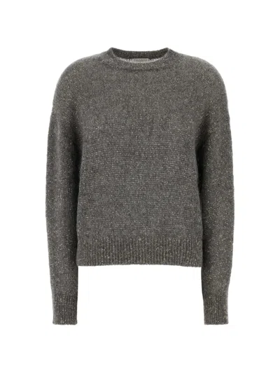 Brunello Cucinelli Sequin-embellished Knitted Sweater In Gray