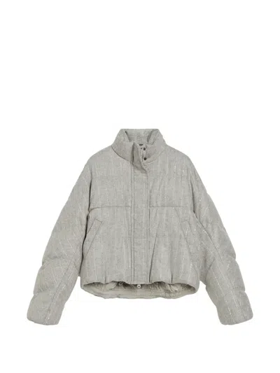 Brunello Cucinelli Kids' Sequin-embellished Padded Jacket In Grey