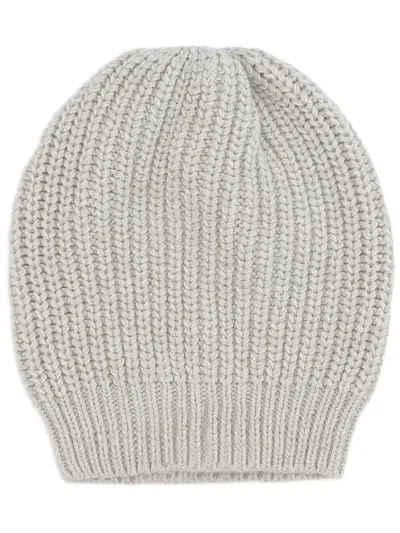 Brunello Cucinelli Sequin-embellished Ribbed-knit Beanie In White