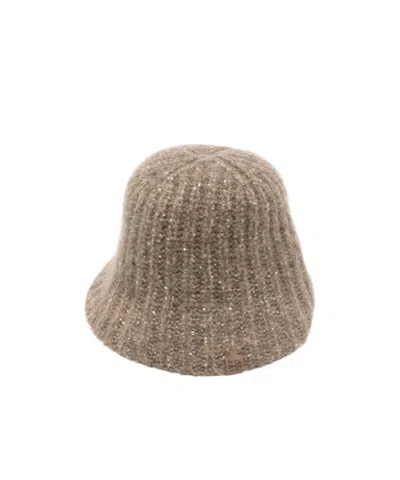 Brunello Cucinelli Sequin-embellished Ribbed-knit Bucket Hat In Brown