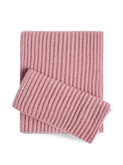 Brunello Cucinelli Kids' Sequin-embellished Rib-knit Scarf In Pink