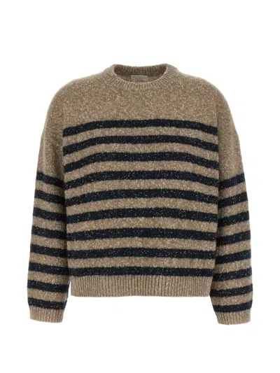 Brunello Cucinelli Sequin-embellished Striped Sweater In Brown