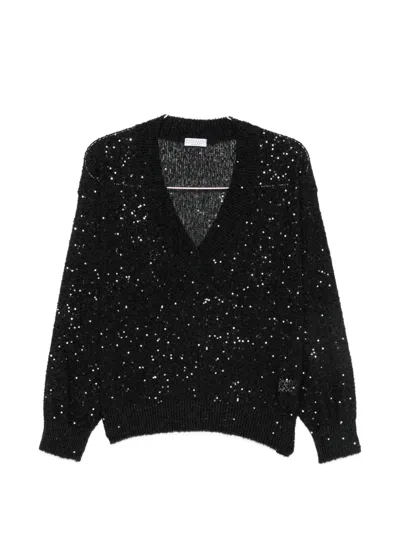 Brunello Cucinelli Sequin-embellished Sweater In Black