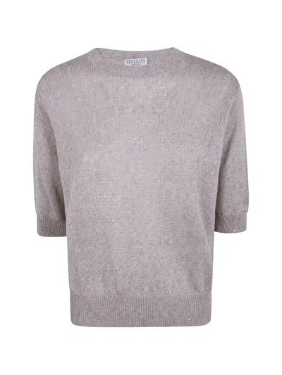 Brunello Cucinelli Sequin-embellished Sweater In Gray