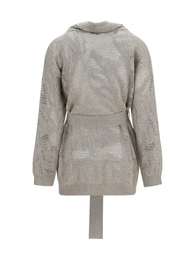 Brunello Cucinelli Sequin-embroidered Linen Blend Cardigan In Beige